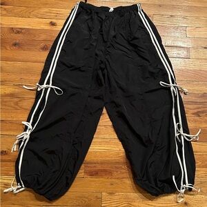 Anthropologie Black Joggers with White Side Ties